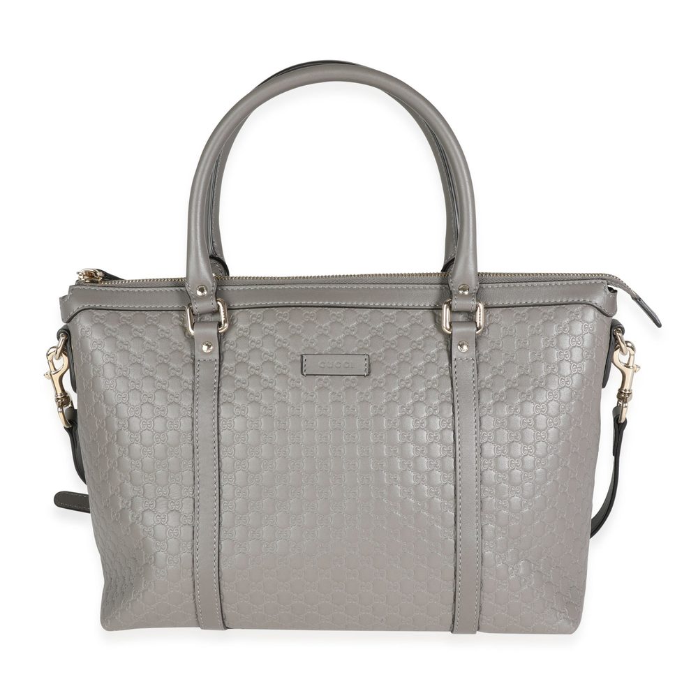 Gucci Gray Leather Microguccissima GG Convertible Satchel